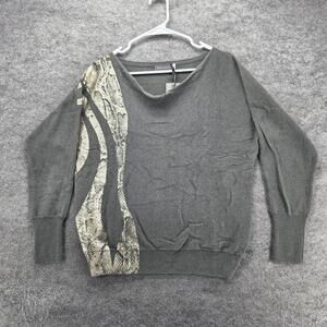 Mint Velvet Sweater Pullover Womens S Gray Boat Neck Dolman Sleeve Lightweight